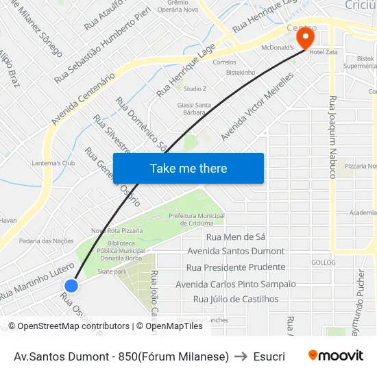 Av.Santos Dumont - 850(Fórum Milanese) to Esucri map
