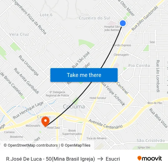 R.José De Luca - 50(Mina Brasil Igreja) to Esucri map