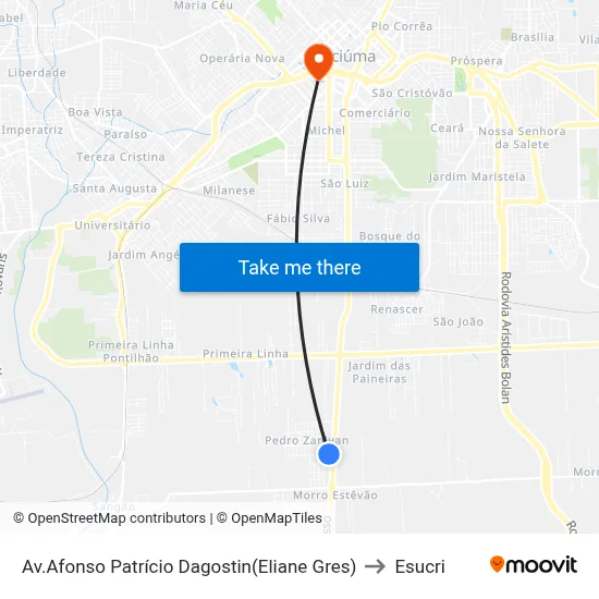 Av.Afonso Patrício Dagostin(Eliane Gres) to Esucri map