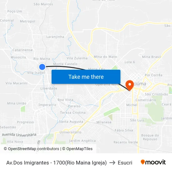 Av.Dos Imigrantes - 1700(Rio Maina Igreja) to Esucri map