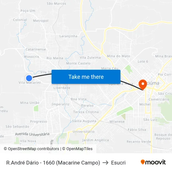 R.André Dário - 1660 (Macarine Campo) to Esucri map
