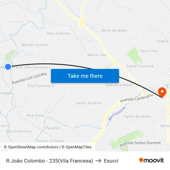 R.João Colombo - 235(Vila Francesa) to Esucri map
