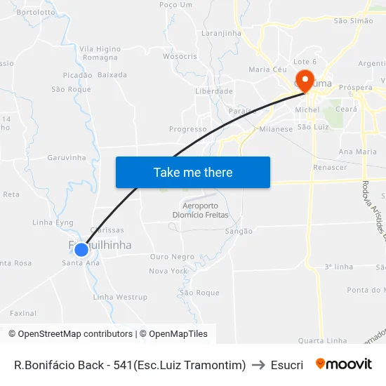 R.Bonifácio Back - 541(Esc.Luiz Tramontim) to Esucri map