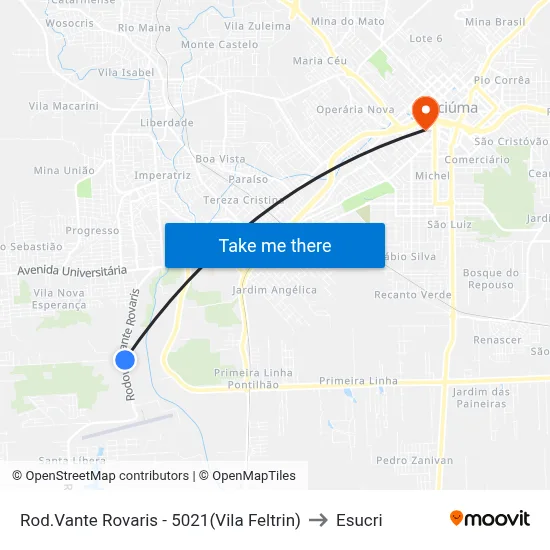 Rod.Vante Rovaris - 5021(Vila Feltrin) to Esucri map