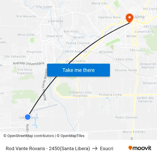 Rod.Vante Rovaris - 2450(Santa Libera) to Esucri map