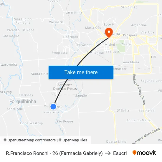 R.Francisco Ronchi - 26 (Farmacia Gabriely) to Esucri map