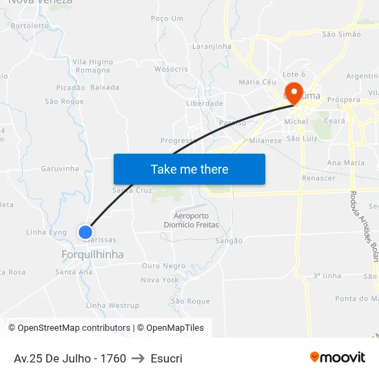 Av.25 De Julho - 1760 to Esucri map