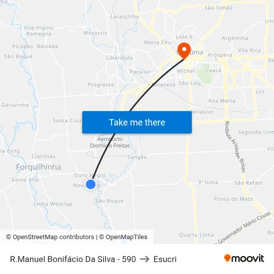 R.Manuel Bonifácio Da Silva - 590 to Esucri map