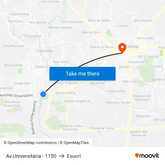 Av.Universitária - 1150 to Esucri map