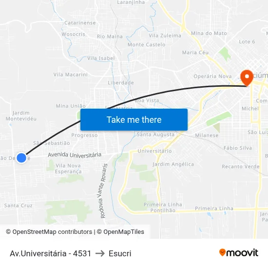 Av.Universitária - 4531 to Esucri map