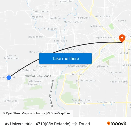 Av.Universitária - 4710(São Defende) to Esucri map