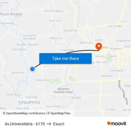 Av.Universitária - 6170 to Esucri map