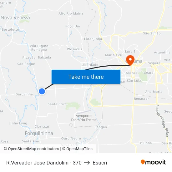 R.Vereador Jose Dandolini - 370 to Esucri map