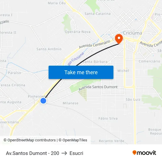Av.Santos Dumont - 200 to Esucri map