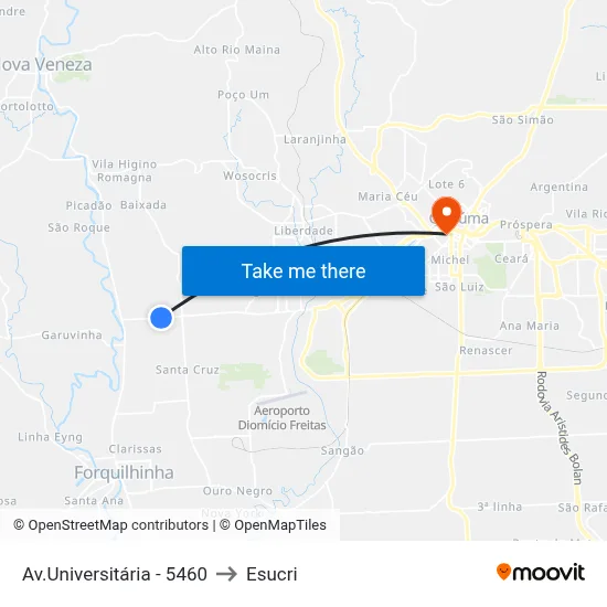 Av.Universitária - 5460 to Esucri map