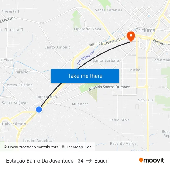 Estação Bairro Da Juventude - 34 to Esucri map