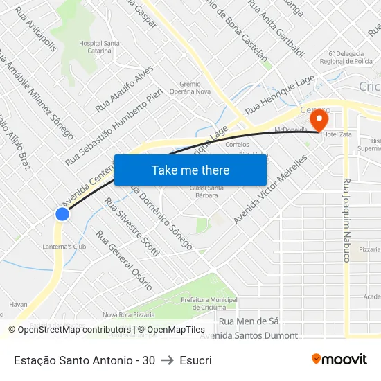 Estação Santo Antonio - 30 to Esucri map