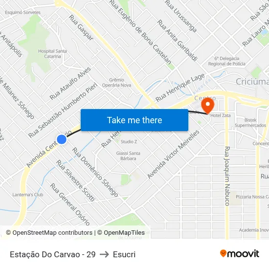 Estação Do Carvao - 29 to Esucri map