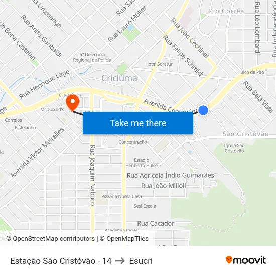 Estação São Cristóvão - 14 to Esucri map