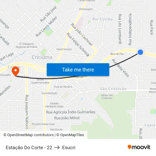 Estação Do Corte - 22 to Esucri map