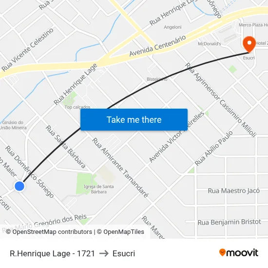 R.Henrique Lage - 1721 to Esucri map