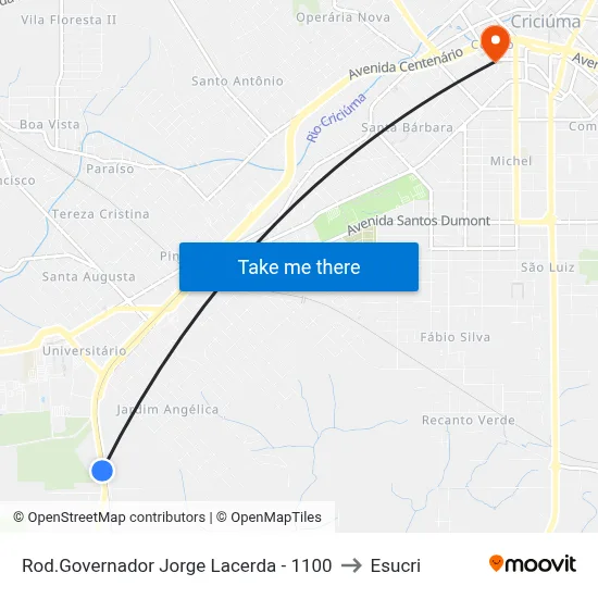 Rod.Governador Jorge Lacerda - 1100 to Esucri map