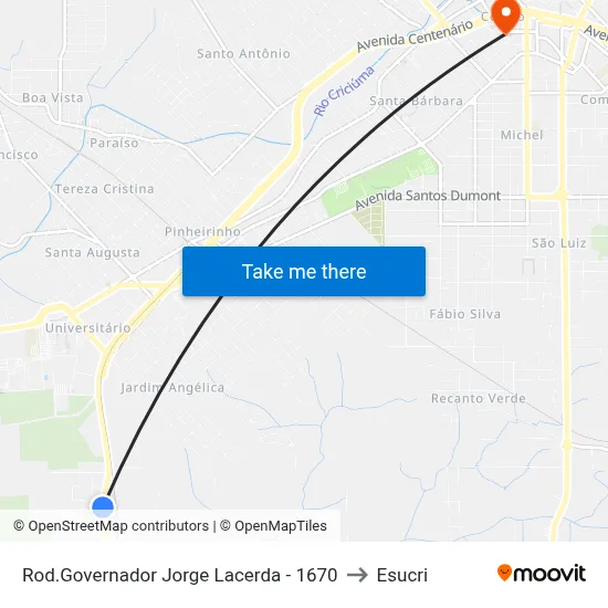 Rod.Governador Jorge Lacerda - 1670 to Esucri map