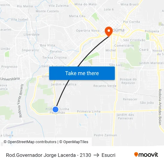 Rod.Governador Jorge Lacerda - 2130 to Esucri map