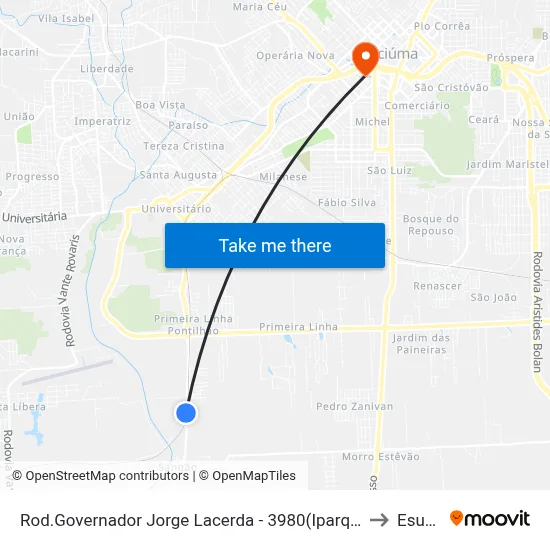 Rod.Governador Jorge Lacerda - 3980(Iparque) to Esucri map