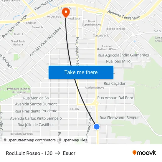 Rod.Luiz Rosso - 130 to Esucri map