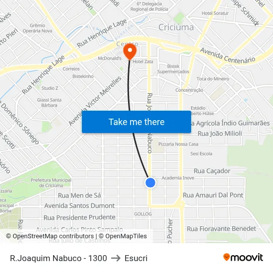 R.Joaquim Nabuco - 1300 to Esucri map