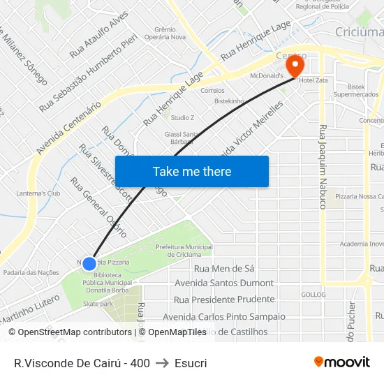 R.Visconde De Cairú - 400 to Esucri map