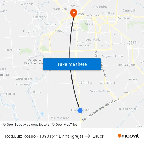 Rod.Luiz Rosso - 10901(4ª Linha Igreja) to Esucri map