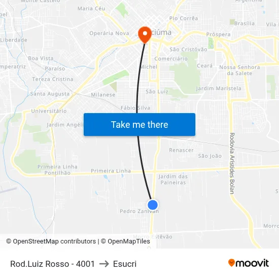 Rod.Luiz Rosso - 4001 to Esucri map