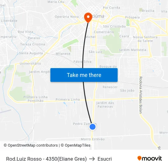 Rod.Luiz Rosso - 4350(Eliane Gres) to Esucri map