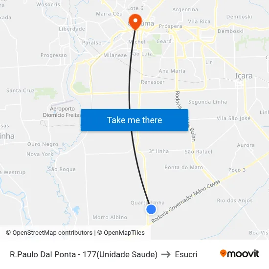 R.Paulo Dal Ponta - 177(Unidade Saude) to Esucri map