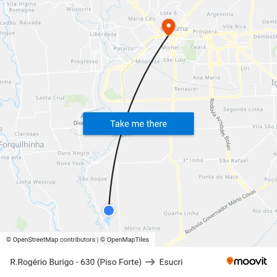 R.Rogério Burigo - 630 (Piso Forte) to Esucri map
