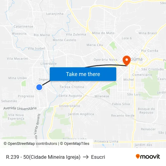 R.239 - 50(Cidade Mineira Igreja) to Esucri map
