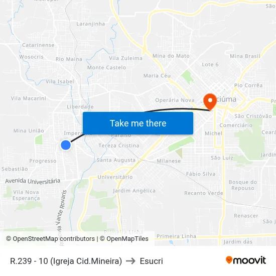 R.239 - 10 (Igreja Cid.Mineira) to Esucri map