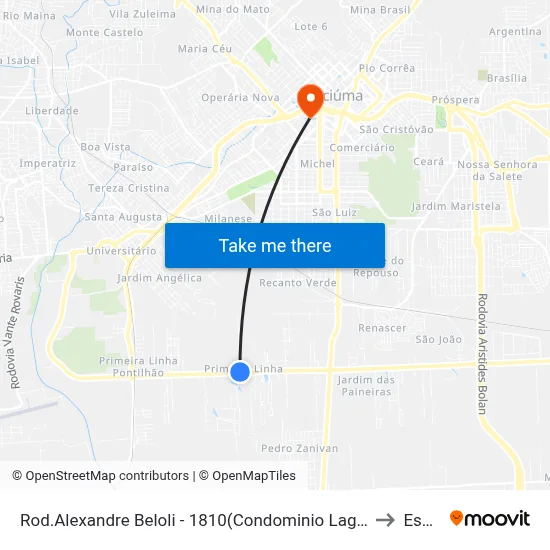 Rod.Alexandre Beloli - 1810(Condominio Lago Dourado) to Esucri map