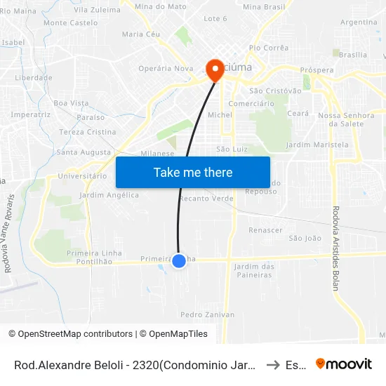 Rod.Alexandre Beloli - 2320(Condominio Jardim Das Acacias) to Esucri map