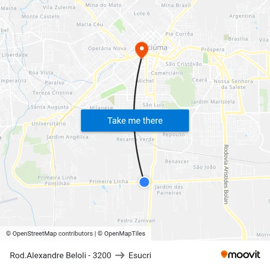 Rod.Alexandre Beloli - 3200 to Esucri map