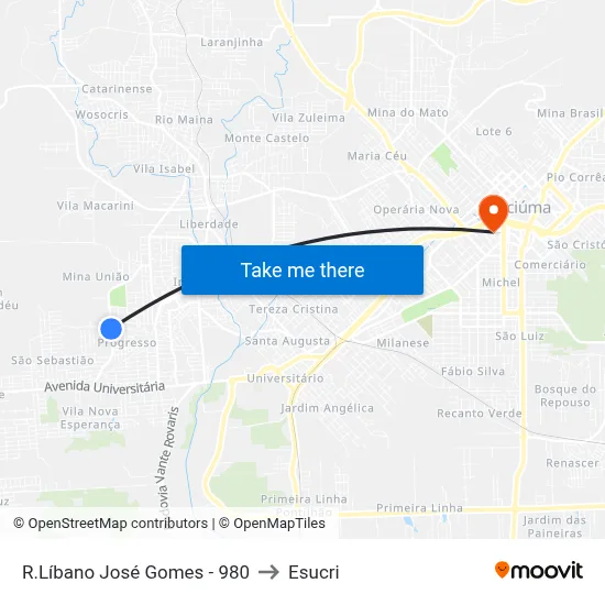 R.Líbano José Gomes - 980 to Esucri map