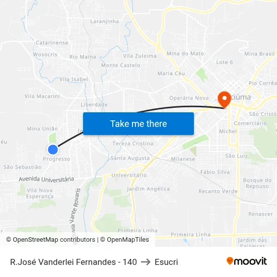 R.José Vanderlei Fernandes - 140 to Esucri map