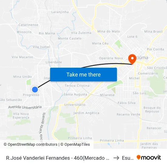R.José Vanderlei Fernandes - 460(Mercado Da Casa) to Esucri map