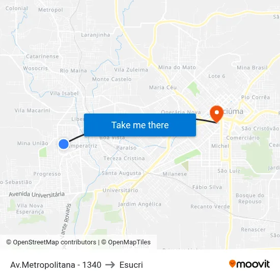 Av.Metropolitana - 1340 to Esucri map
