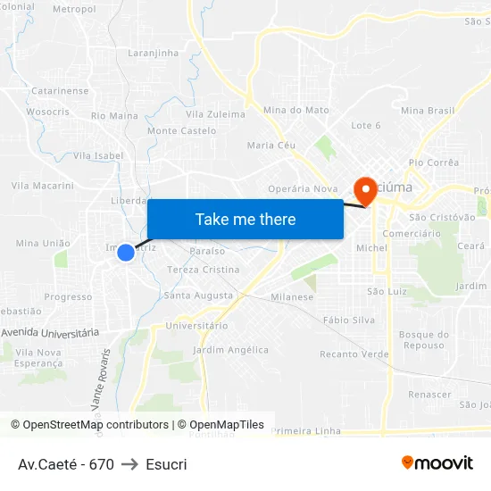 Av.Caeté - 670 to Esucri map