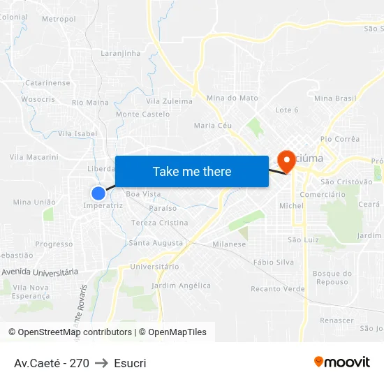 Av.Caeté - 270 to Esucri map