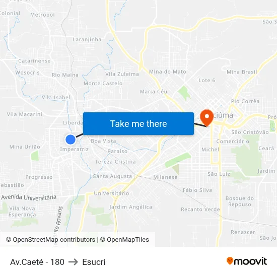Av.Caeté - 180 to Esucri map