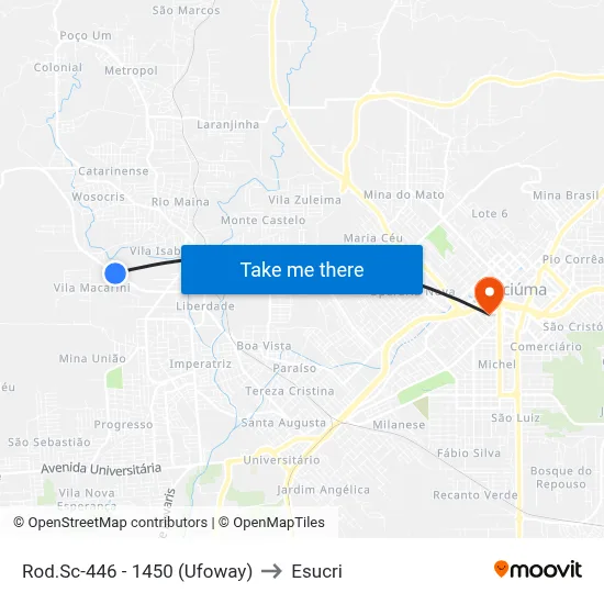 Rod.Sc-446 - 1450 (Ufoway) to Esucri map